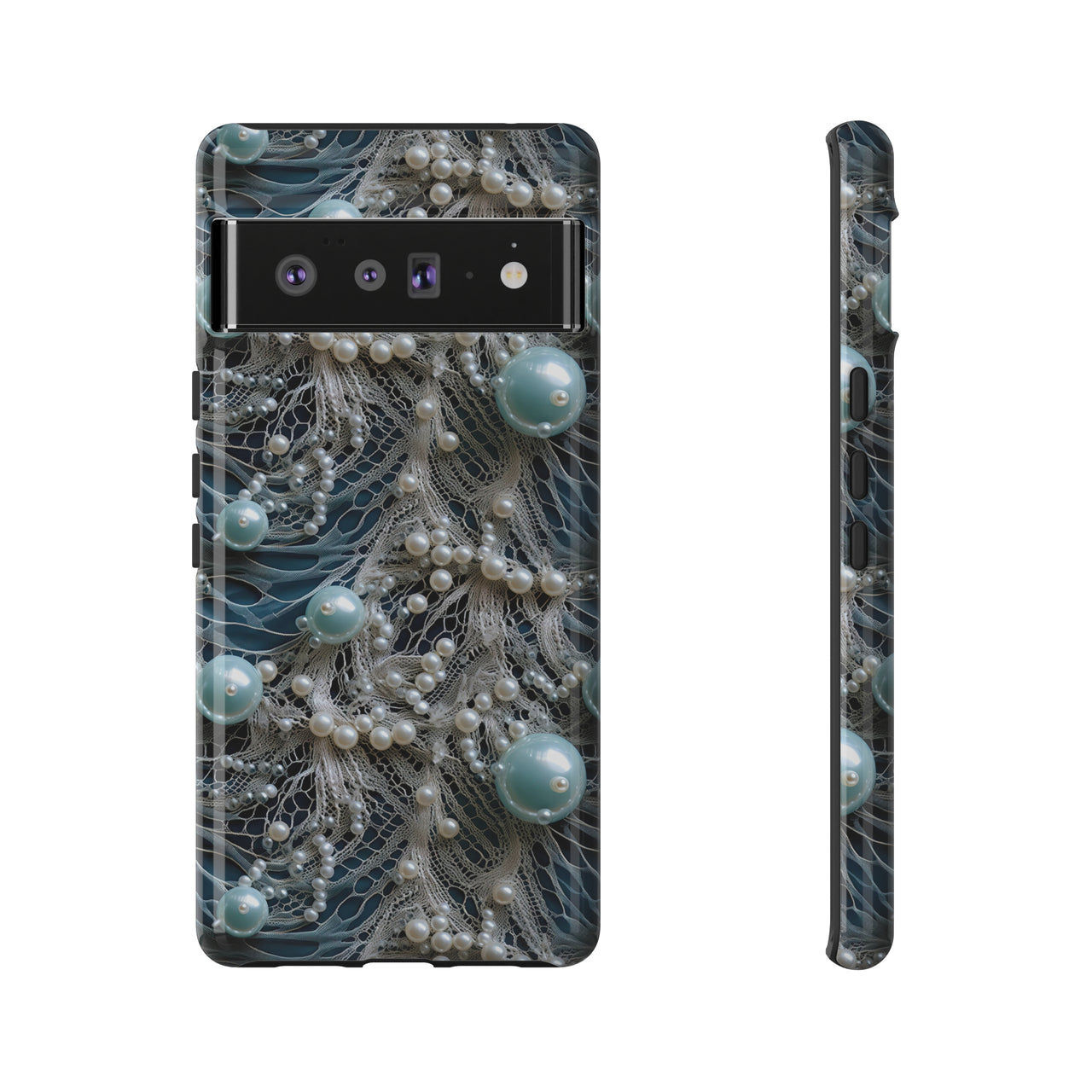 Sea Foam Lace and Pearls Tough Cases for Google Pixel 6 and Google Pixel 6 Pro