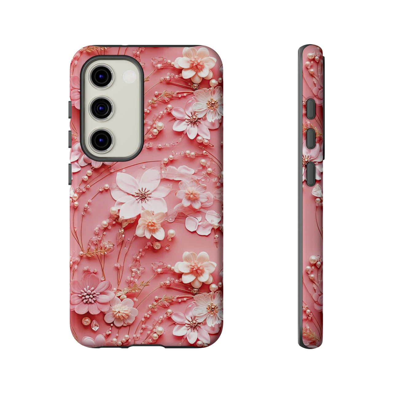 Floral Champagne Toast Tough Case for Samsung Galaxy S23, Samsung Galaxy S23 Plus, and Samsung Galaxy S23 Ultra