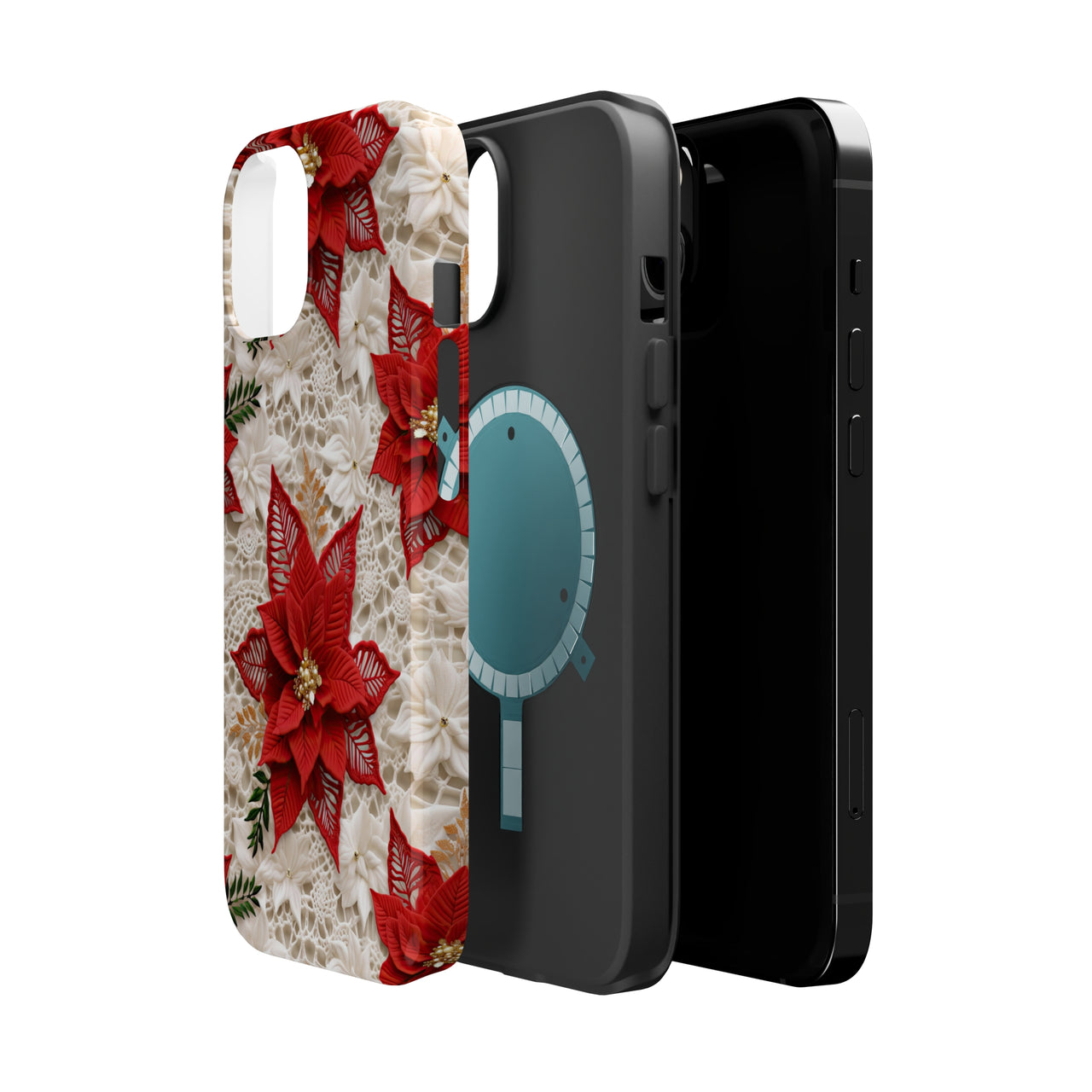 Christmas Poinsettia MagSafe Tough Cases for iPhone 14, iPhone 14 Pro, iPhone 14 Plus, and iPhone 14 Pro Max