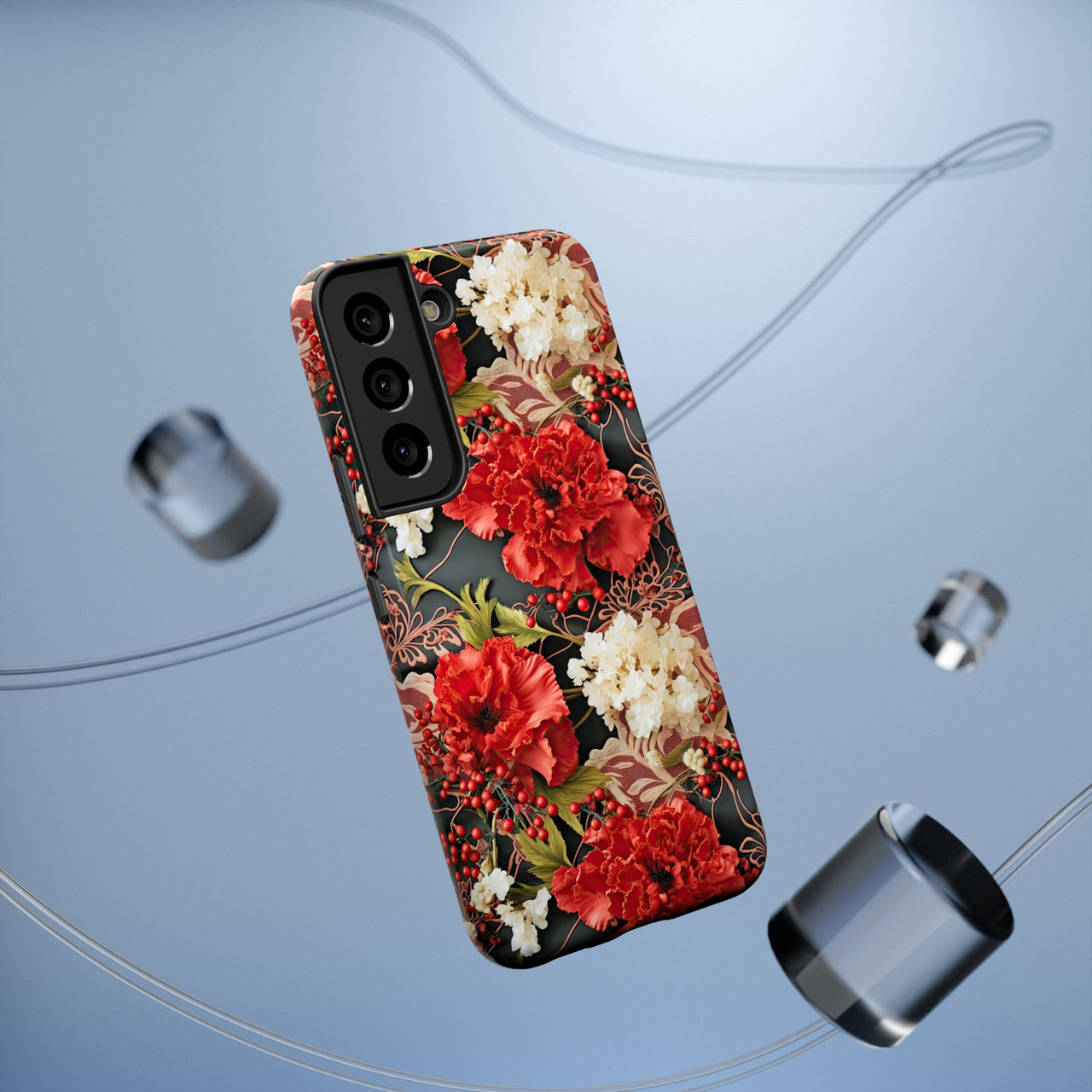 Carnation for January Birthday - Impact-Resistant Case for Samsung Galaxy S22, Samsung Galaxy S22 Plus, and Samsung Galaxy S22 Ultra. Supports Wireless Charging.