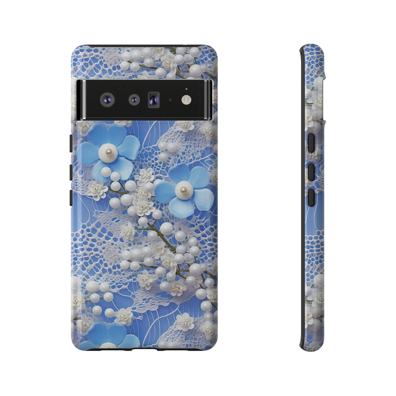 Pearls and Lace on Baby Blue - Tough Case for Google Pixel 6 and Google Pixel 6 Pro