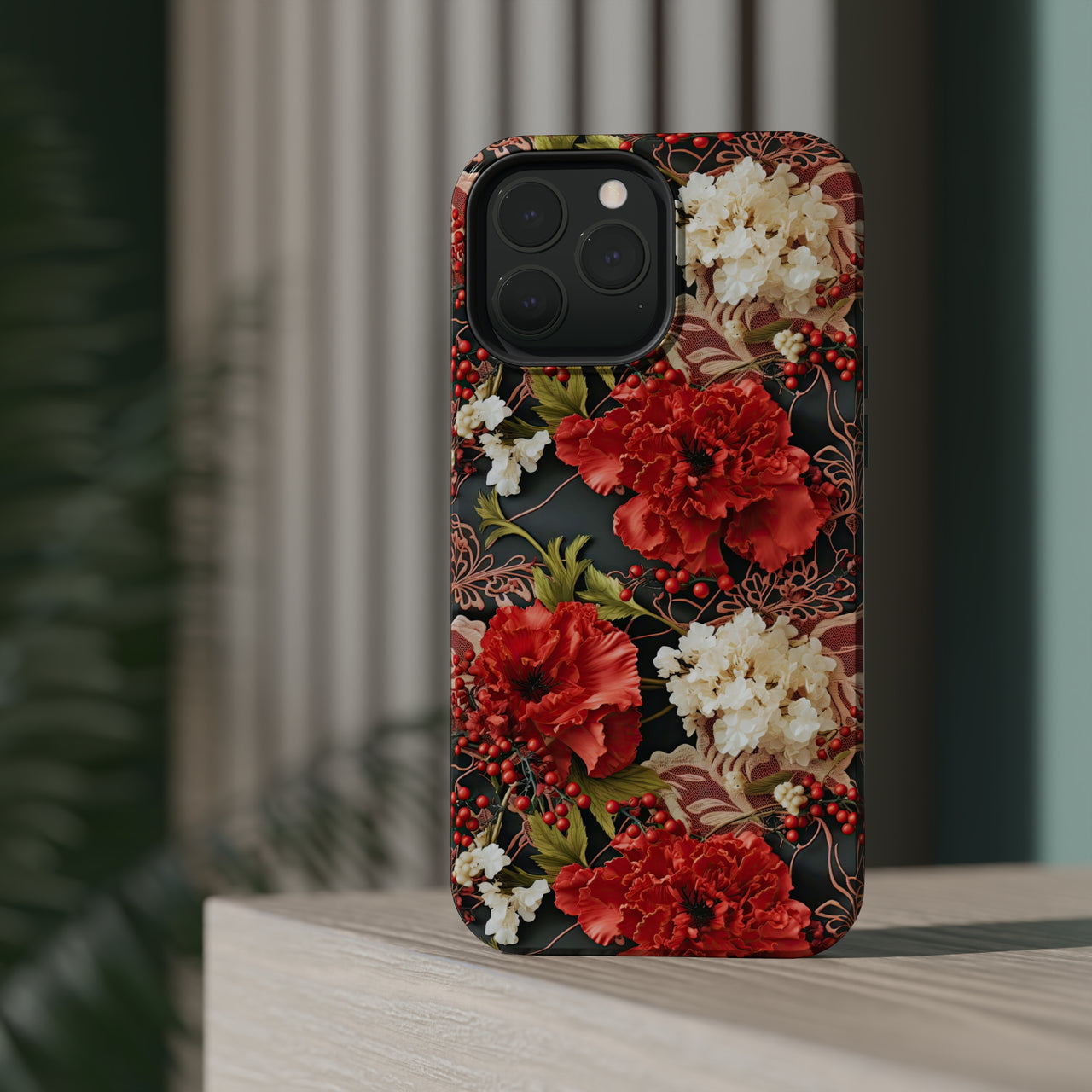 Carnation for January Birthday - MagSafe Tough Cases for iPhone 13, iPhone 13 Mini, iPhone 13 Pro, and iPhone 13 Pro Max.