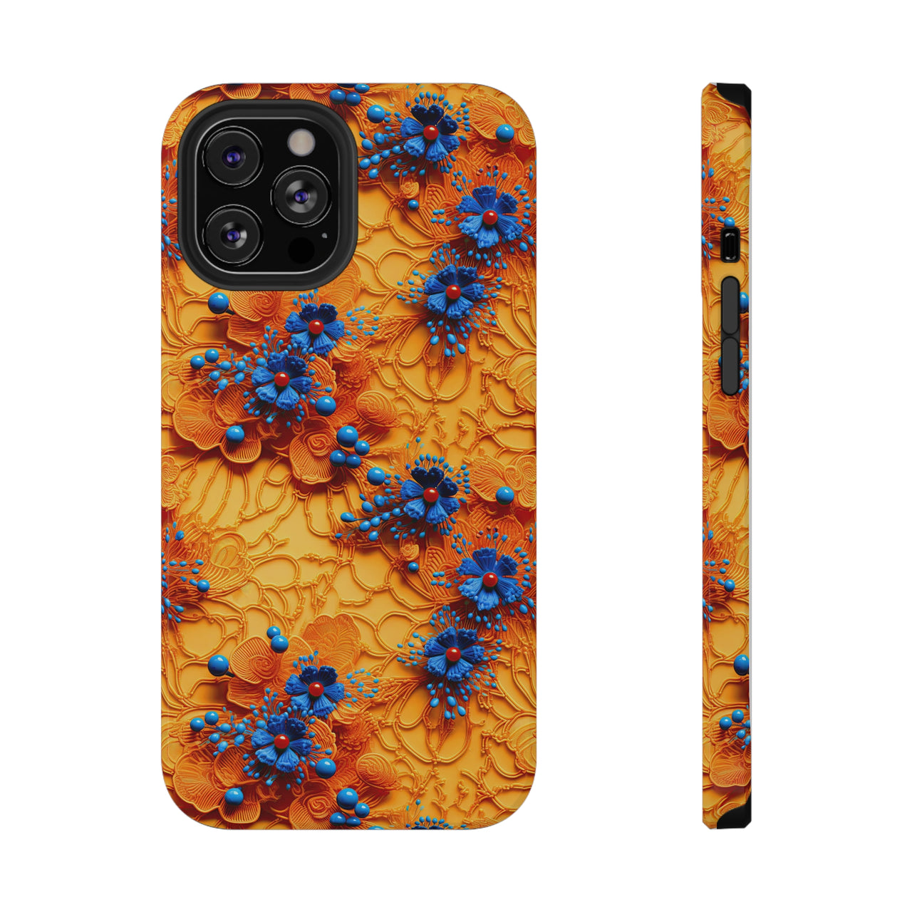 Royal Ryukyu Blossoms - Impact-Resistant Case for iPhone 12, iPhone 12 Mini, iPhone 12 Pro, and iPhone 12 Pro Max. Supports Wireless Charging.