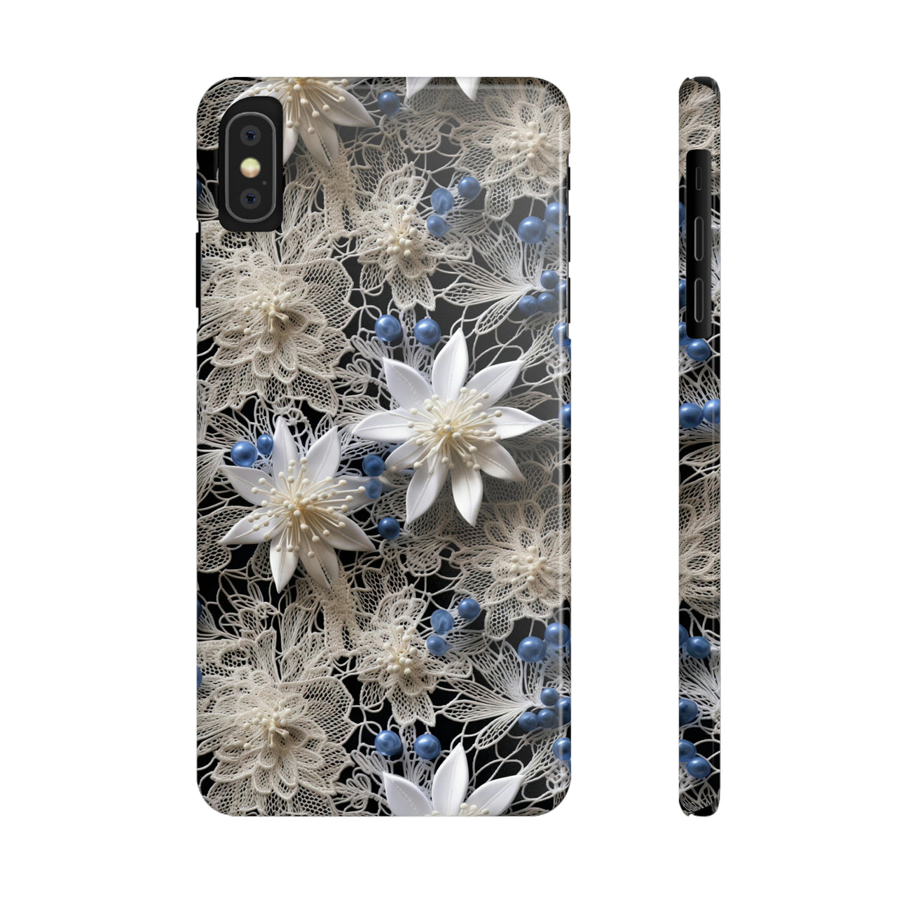 Vintage Lace and Clematis - Slim Phone Cases for iPhone X, iPhone XR, iPhone XS, and iPhone XS MAX