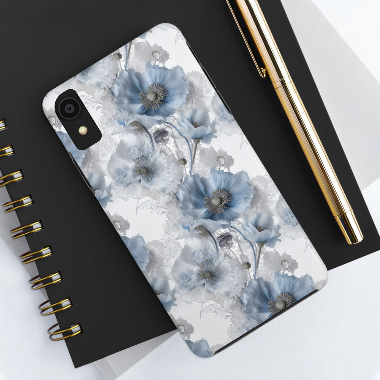 Himalayan Blue Poppy Tough Phone Cases for iPhone X, iPhone XR, iPhone XS, and iPhone XS MAX. Supports Wireless Charging.