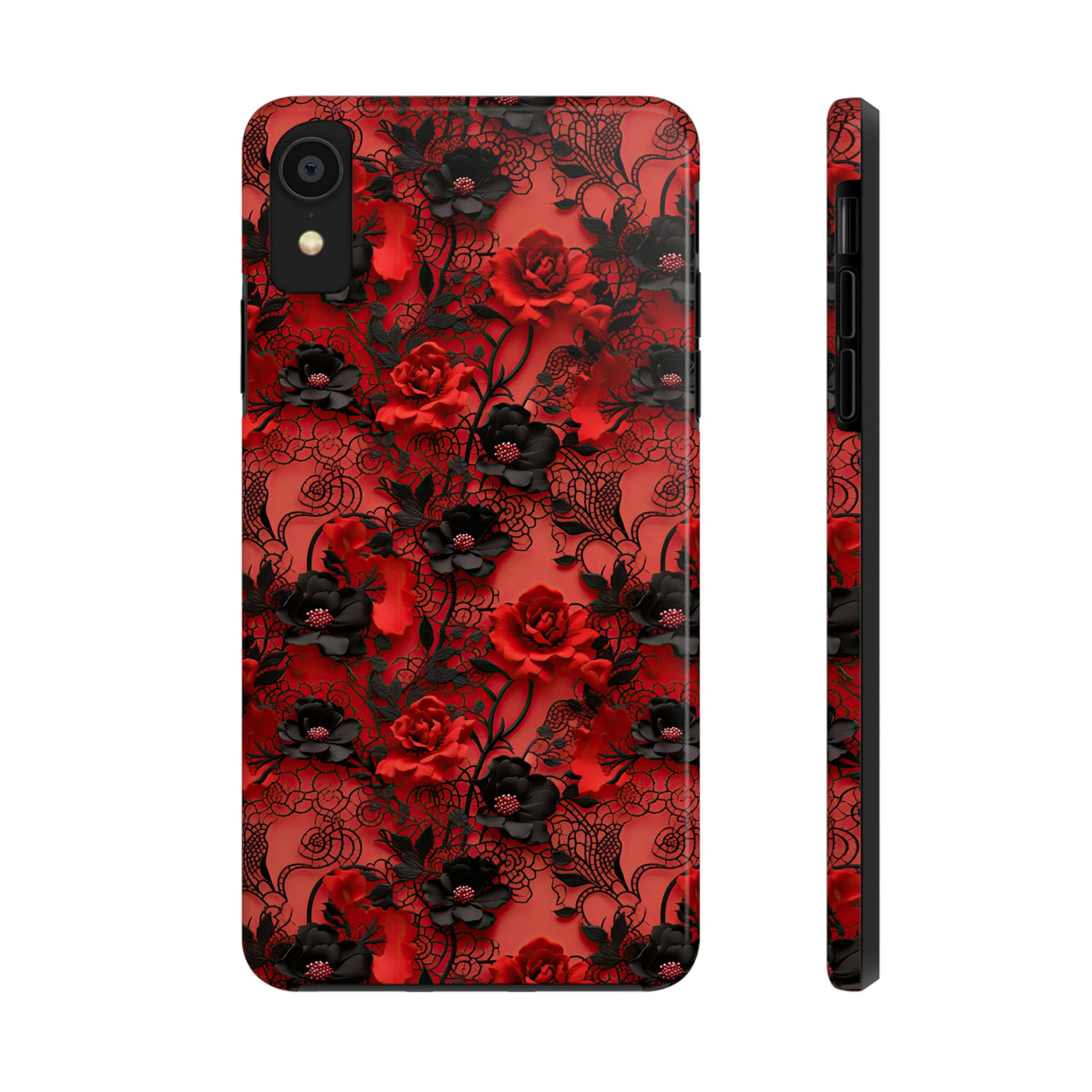 Gothic Rose Tough Phone Cases for iPhone X, iPhone XR, iPhone XS, and iPhone XS MAX. Supports Wireless Charging.