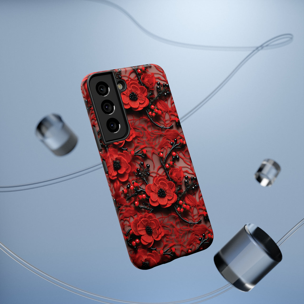 Scarlet Temptation Impact-Resistant Case for Samsung Galaxy S22, Samsung Galaxy S22 Plus, and Samsung Galaxy S22 Ultra. Supports Wireless Charging.