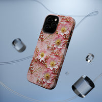 Thumbnail for Gold-Kissed Flowers on Pink Lace - MagSafe Tough Cases for iPhone 13, iPhone 13 Mini, iPhone 13 Pro, and iPhone 13 Pro Max.