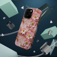 Thumbnail for Gold-Kissed Flowers on Pink Lace - MagSafe Tough Cases for iPhone 13, iPhone 13 Mini, iPhone 13 Pro, and iPhone 13 Pro Max.