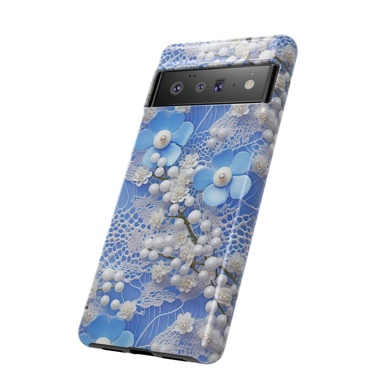 Pearls and Lace on Baby Blue - Tough Case for Google Pixel 6 and Google Pixel 6 Pro