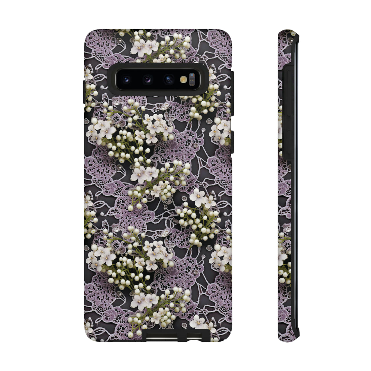 White Flowers on a Purple Bed - Tough Case for Samsung Galaxy S10, Samsung Galaxy S10E, and Samsung Galaxy S10 Plus