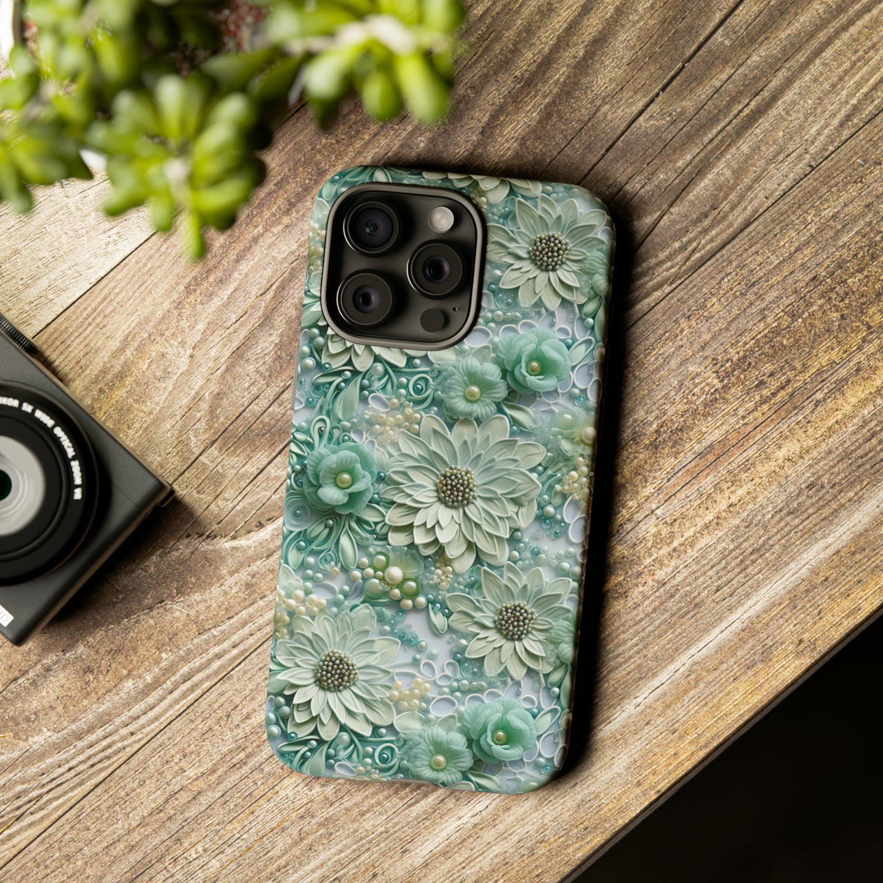 Teal Petals - Tough Case for iPhone 15, iPhone 15 Pro, iPhone 15 Plus, and iPhone 15 Pro Max