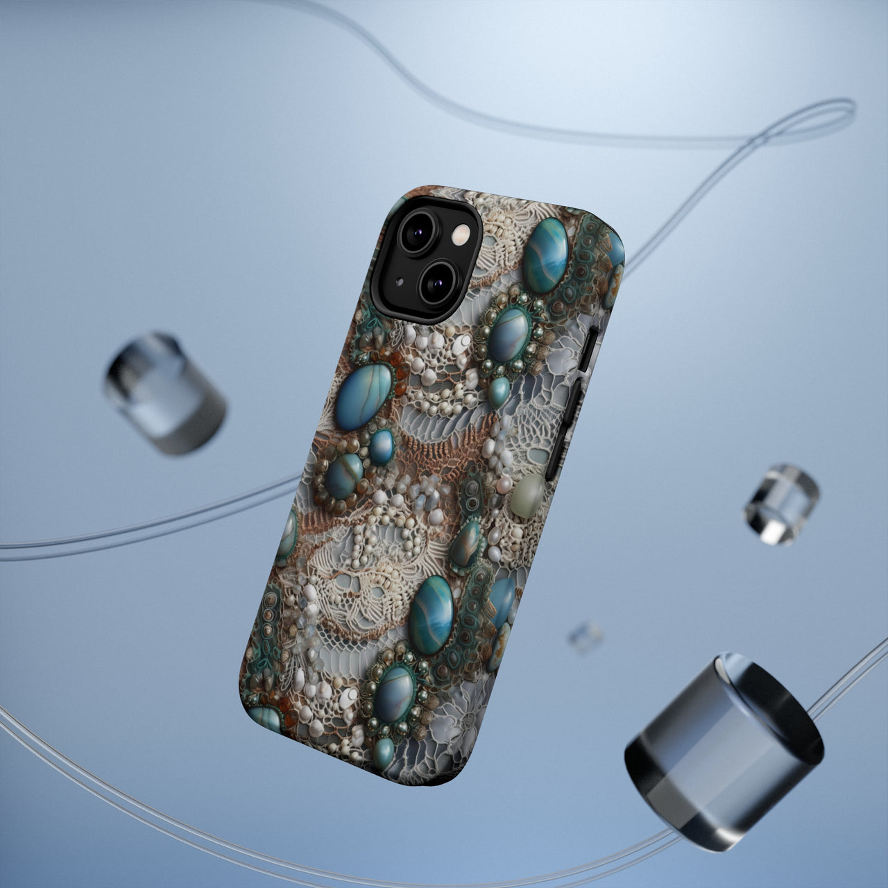 Boho Agate and Lace MagSafe Tough Cases for iPhone 14, iPhone 14 Pro, iPhone 14 Plus, and iPhone 14 Pro Max