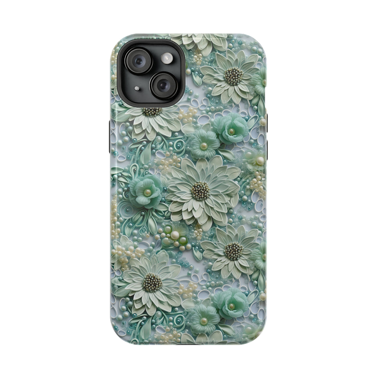 Teal Petals - MagSafe Tough Case for iPhone 15, iPhone 15 Pro, iPhone 15 Plus, & iPhone 15 Pro Max