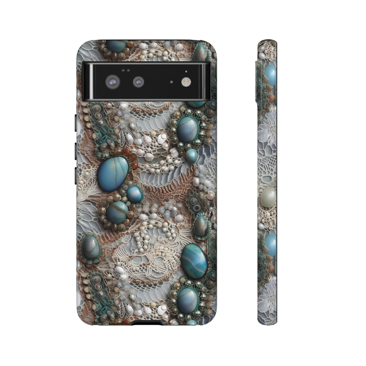 Boho Agate and Lace Tough Cases for Google Pixel 6 and Google Pixel 6 Pro