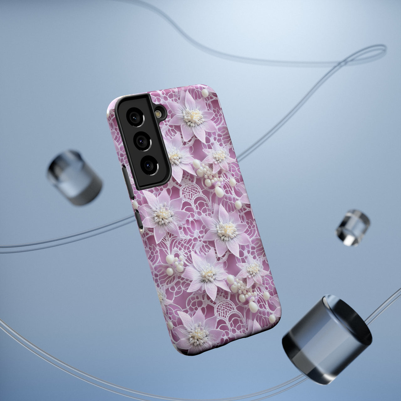 Coquette Clematis Impact-Resistant Cases for Samsung Galaxy S22, Samsung Galaxy S22 Plus, and Samsung Galaxy S22 Ultra. Supports Wireless Charging.