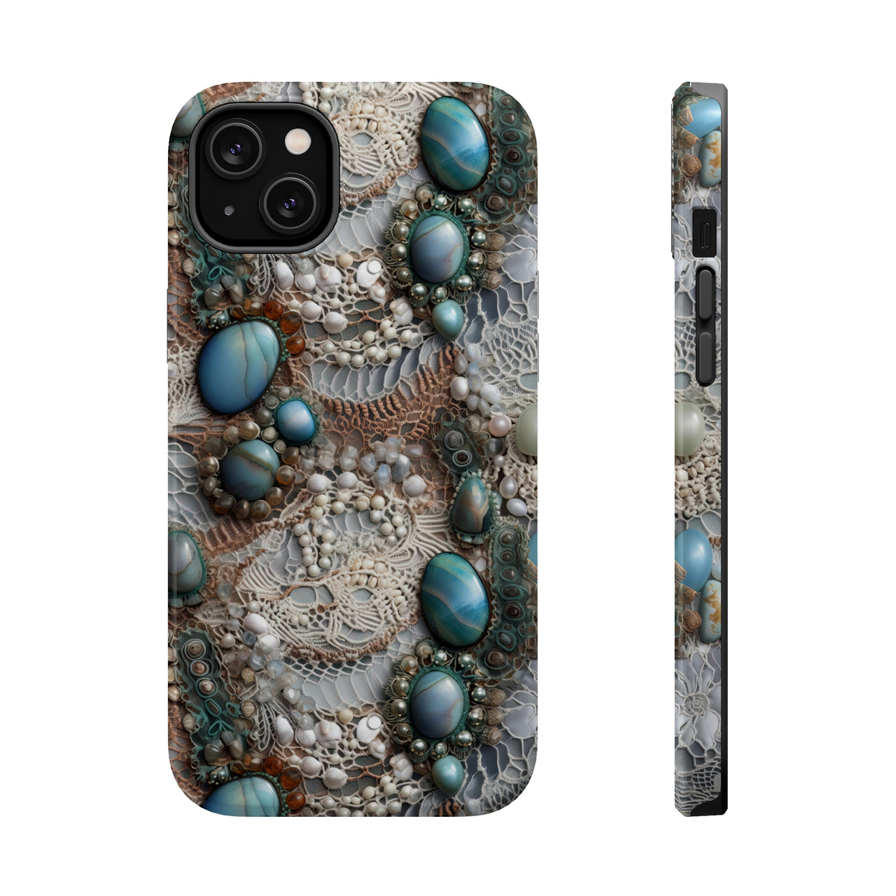 Boho Agate and Lace MagSafe Tough Cases for iPhone 14, iPhone 14 Pro, iPhone 14 Plus, and iPhone 14 Pro Max