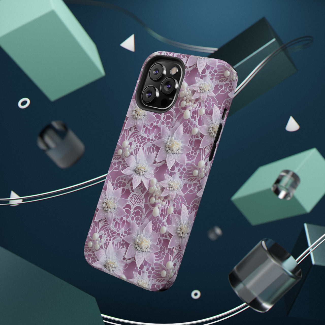 Coquette Clematis Impact-Resistant Case for iPhone 12, iPhone 12 Mini, iPhone 12 Pro, and iPhone 12 Pro Max. Supports Wireless Charging.