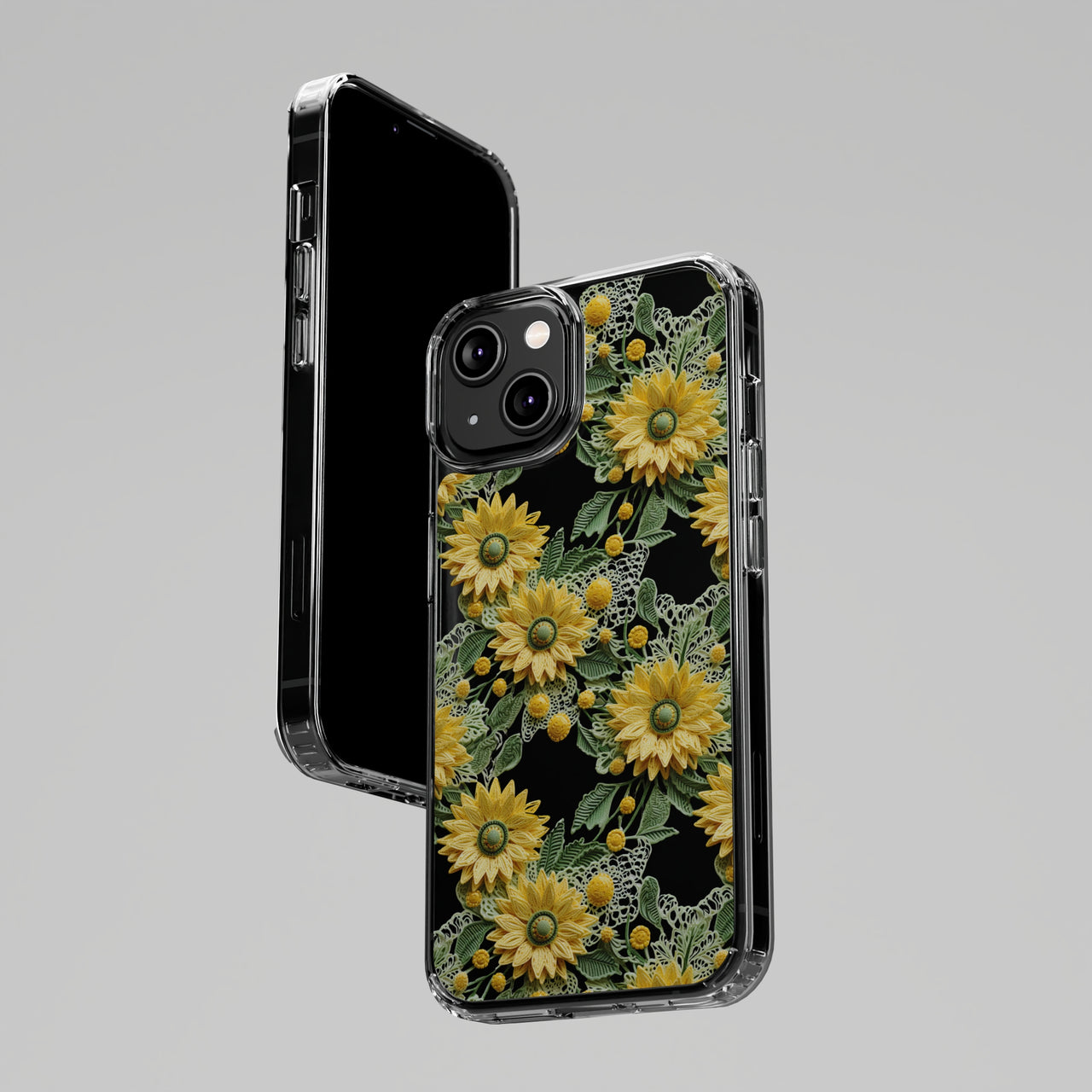 *Clear Case* Whimsical Sunflowers - iPhone 14, iPhone 14 Pro, iPhone 14 Plus, iPhone 14 Pro Max - Supports Wireless Charging