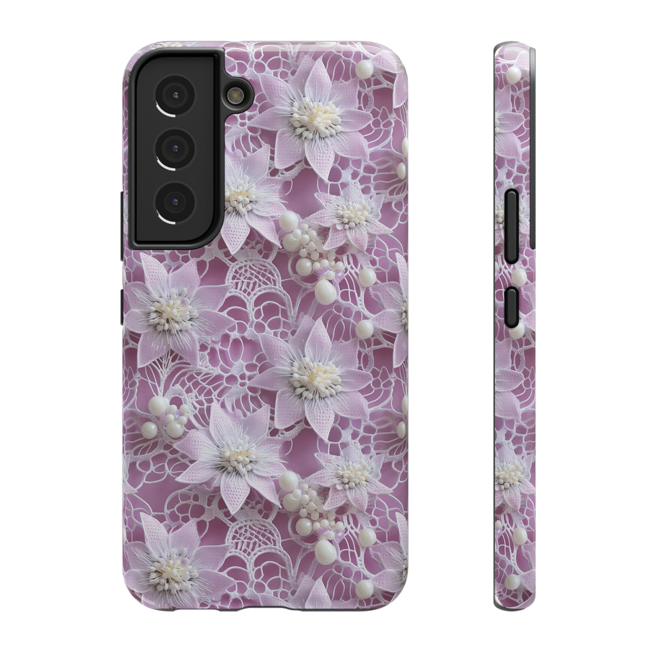 Coquette Clematis Impact-Resistant Cases for Samsung Galaxy S22, Samsung Galaxy S22 Plus, and Samsung Galaxy S22 Ultra. Supports Wireless Charging.