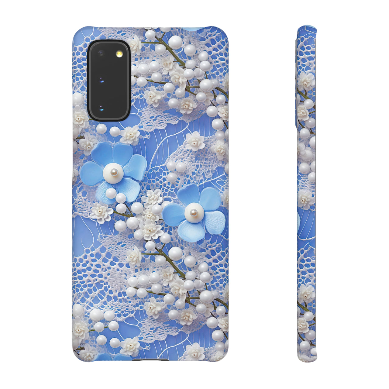 Pearls and Lace on Baby Blue - Snap Case for Samsung Galaxy S20, Samsung Galaxy S20+, Samsung Galaxy S20 Ultra, & Samsung Galaxy S20 FE