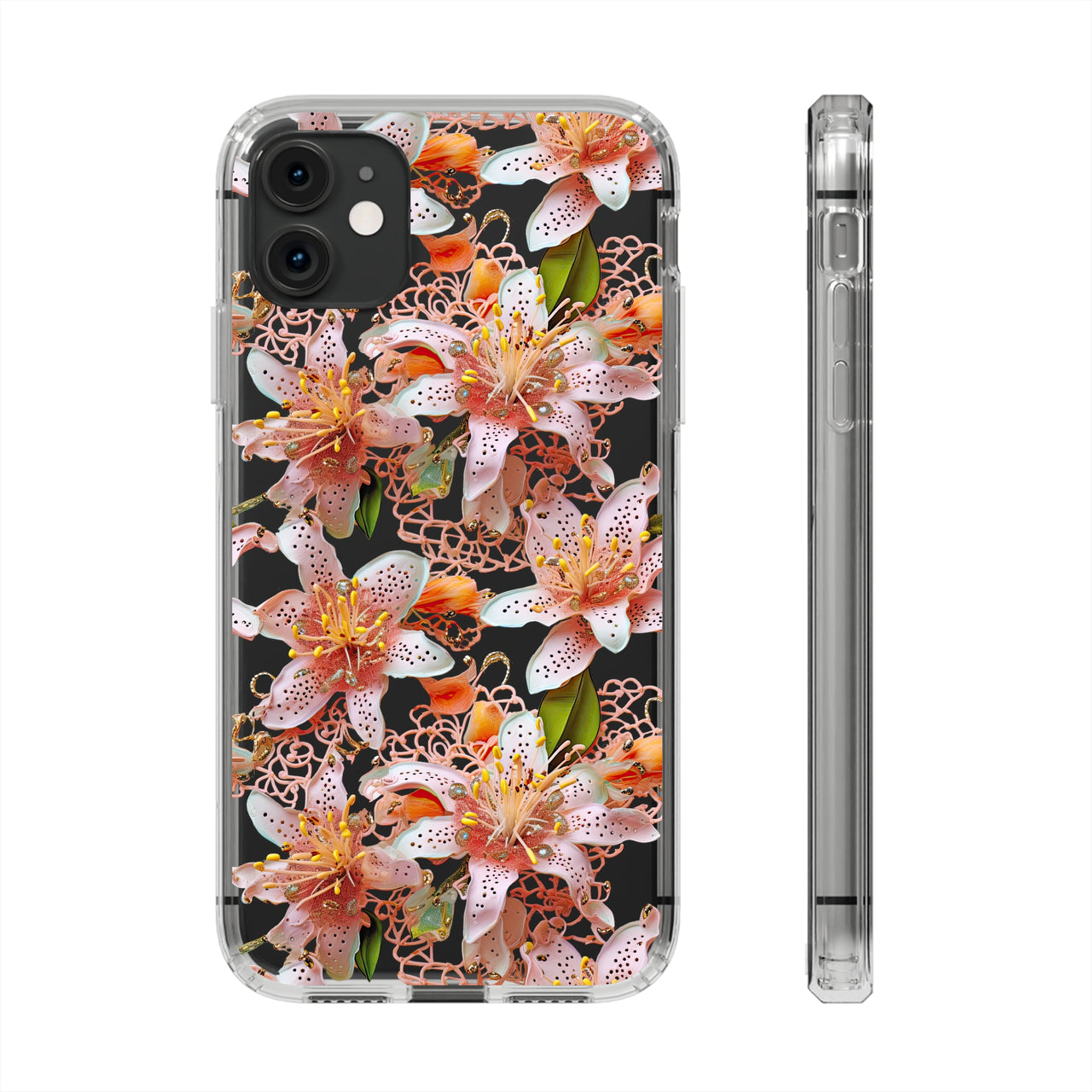 *Clear Case* Pink Lily - iPhone 11, iPhone 11 Pro, iPhone 11 Pro Max - Supports Wireless Charging