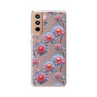 Thumbnail for *Clear Case* Pink and Blue Glass Flowers - Samsung Galaxy S21, Samsung Galaxy S21 Plus, Samsung Galaxy S21 Ultra - Supports Wireless Charging