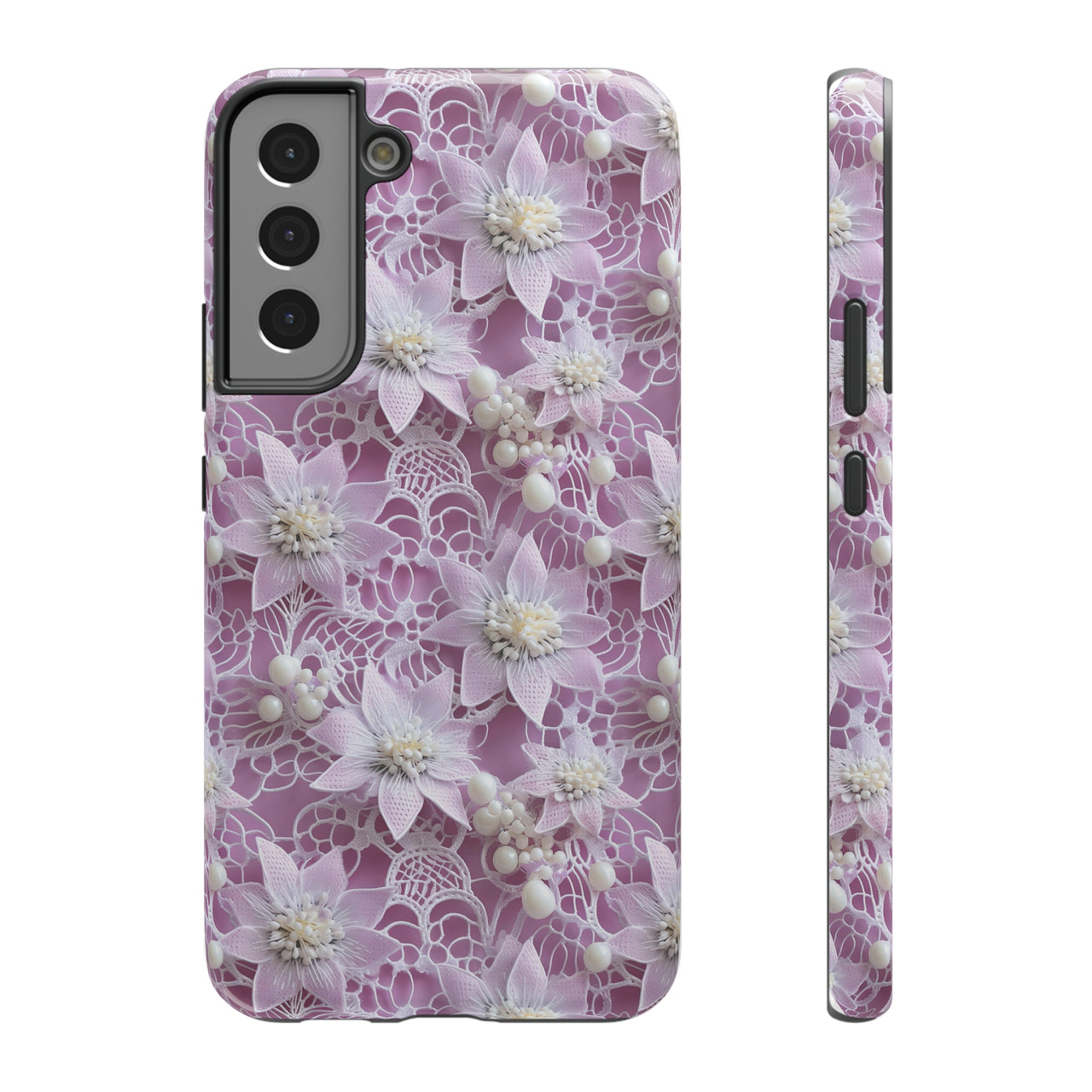 Coquette Clematis Impact-Resistant Cases for Samsung Galaxy S22, Samsung Galaxy S22 Plus, and Samsung Galaxy S22 Ultra. Supports Wireless Charging.