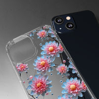 Thumbnail for *Clear Case* Pink and Blue Glass Flowers - iPhone 13, iPhone 13 Mini, iPhone 13 Pro, iPhone 13 Pro Max - Supports Wireless Charging