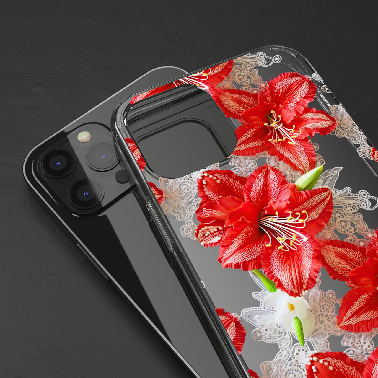 *Clear Case* Enchanting Amaryllis - iPhone 12, iPhone 12 Mini, iPhone 12 Pro, iPhone 12 Pro Max - Supports Wireless Charging