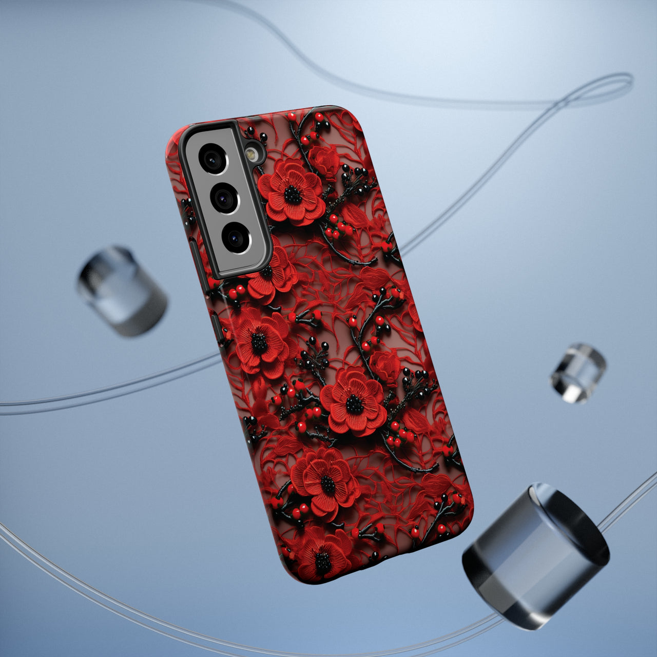 Scarlet Temptation Impact-Resistant Case for Samsung Galaxy S22, Samsung Galaxy S22 Plus, and Samsung Galaxy S22 Ultra. Supports Wireless Charging.