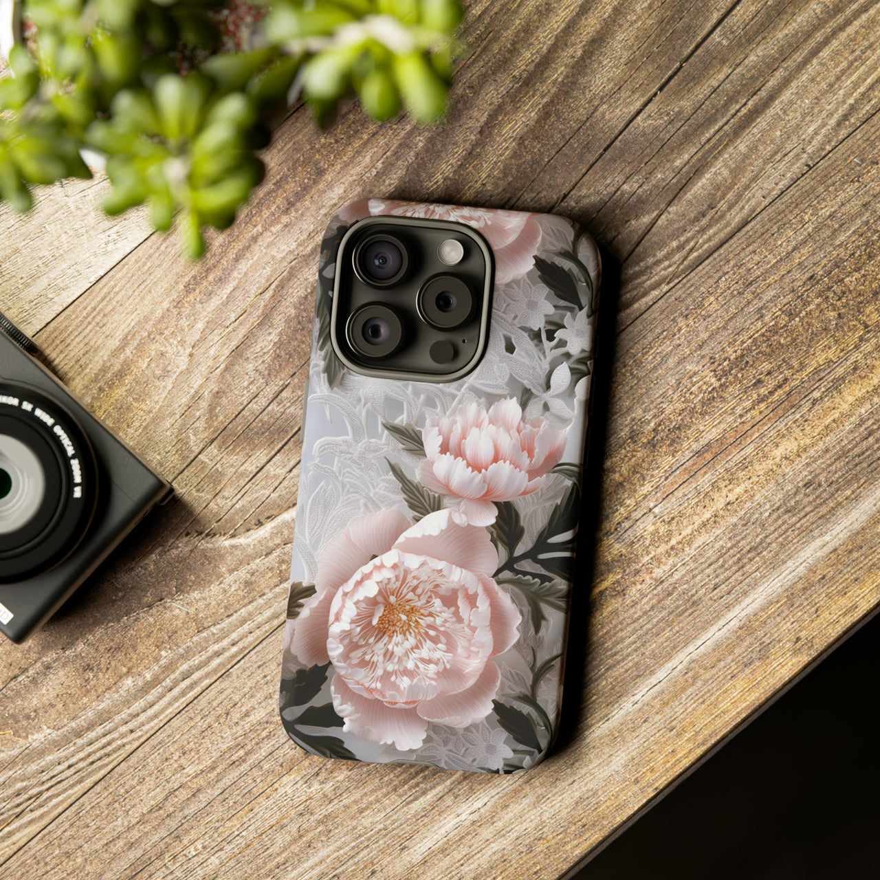 Pink Peony Tough Case for iPhone 15, iPhone 15 Pro, iPhone 15 Plus, and iPhone 15 Pro Max