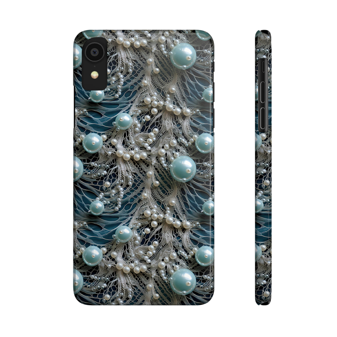 Sea Foam Lace and Pearls - Slim Phone Cases for iPhone X, iPhone XR, iPhone XS, and iPhone XS MAX