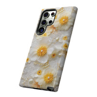 Thumbnail for White and Yellow Floral Tough Cases for Samsung Galaxy S23, Samsung Galaxy S23 Plus, and Samsung Galaxy S23 Ultra