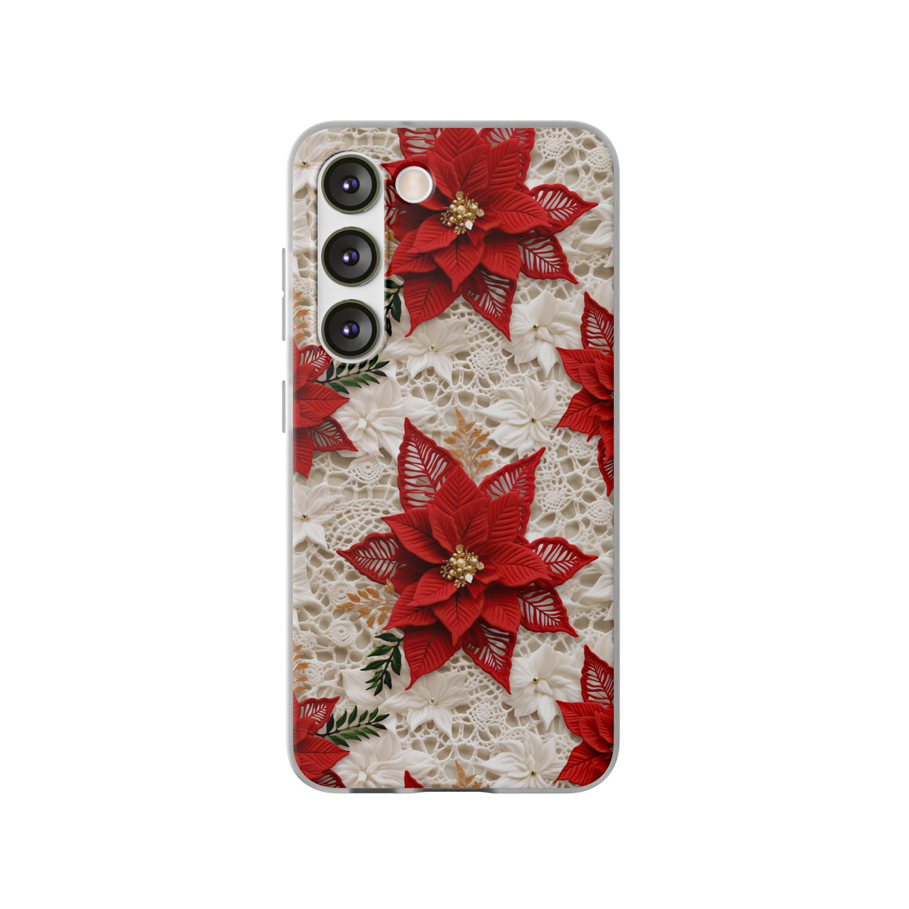 Christmas Poinsettia - Flexi Cases for Samsung Galaxy S23, Samsung Galaxy S23 Plus, and Samsung Galaxy S23 Ultra