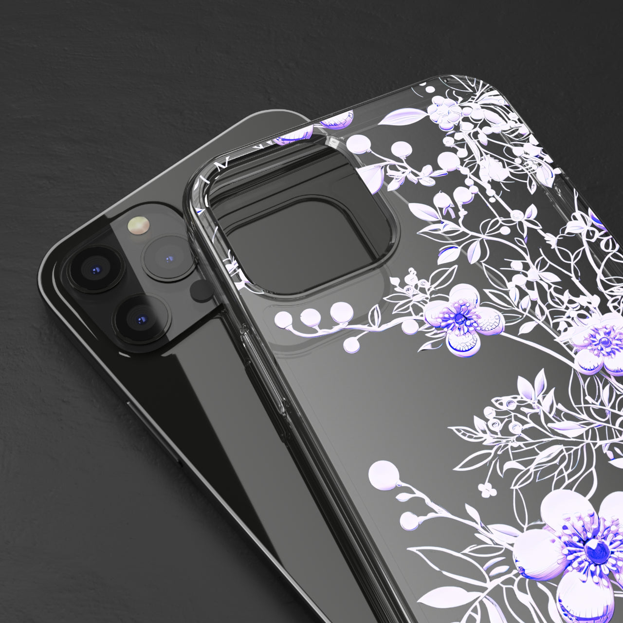 *Clear Case* Purple Petals - iPhone 12, iPhone 12 Mini, iPhone 12 Pro, iPhone 12 Pro Max - Supports Wireless Charging