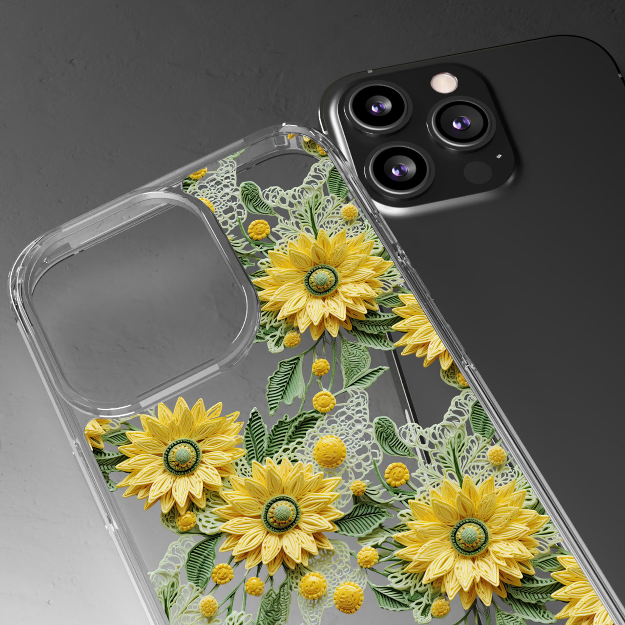 *Clear Case* Whimsical Sunflowers - iPhone 13, iPhone 13 Mini, iPhone 13 Pro, iPhone 13 Pro Max - Supports Wireless Charging