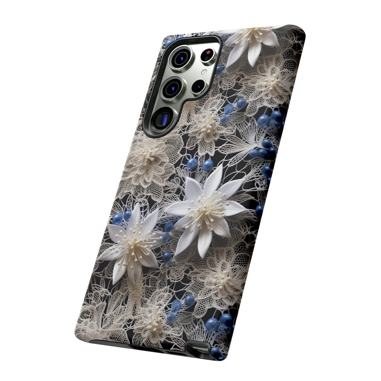 Vintage Lace and Clematis Tough Cases for Samsung Galaxy S23, Samsung Galaxy S23 Plus, and Samsung Galaxy S23 Ultra