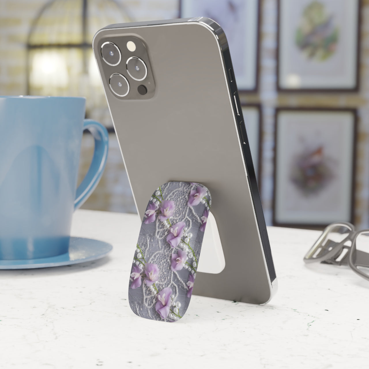 Purple Sweet Pea Phone Click-On Grip