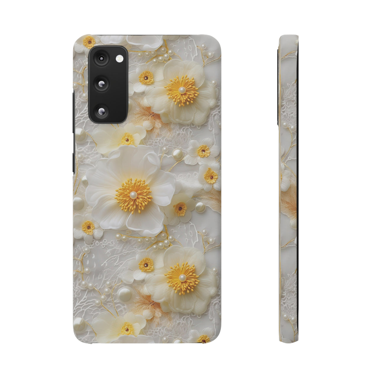 Yellow and White Floral - Snap Case for Samsung Galaxy S20, Samsung Galaxy S20+, Samsung Galaxy S20 Ultra, & Samsung Galaxy S20 FE