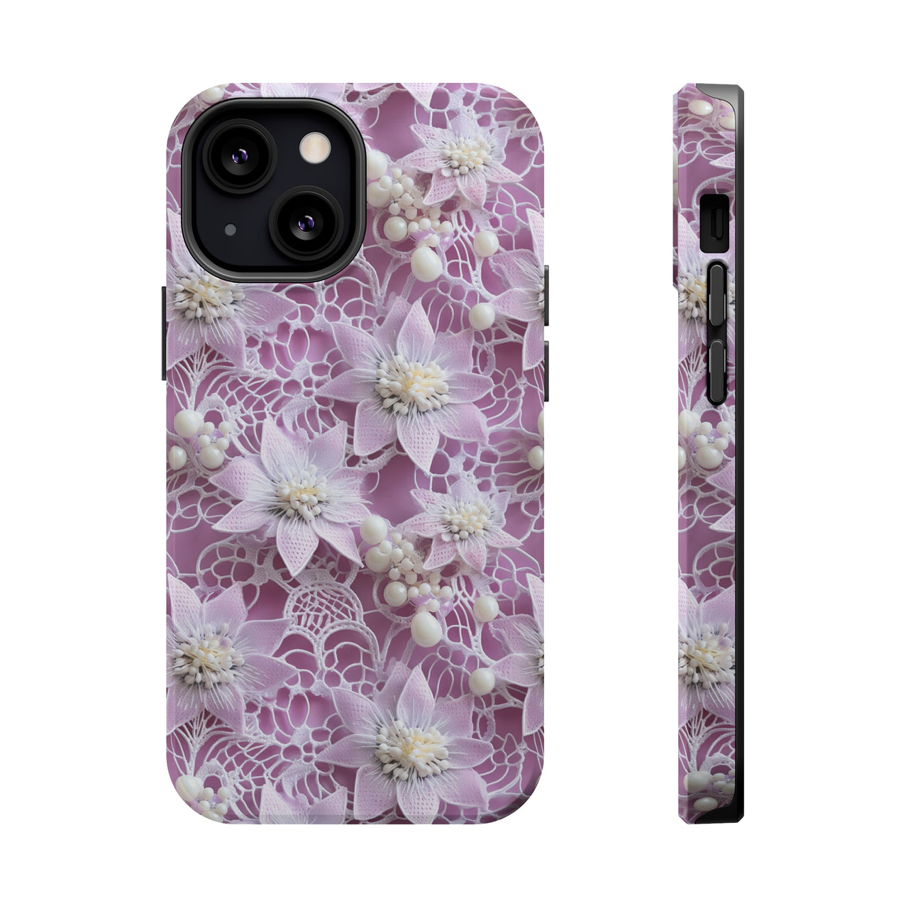 Coquette Clematis MagSafe Tough Cases for iPhone 13, iPhone 13 Mini, iPhone 13 Pro, and iPhone 13 Pro Max.