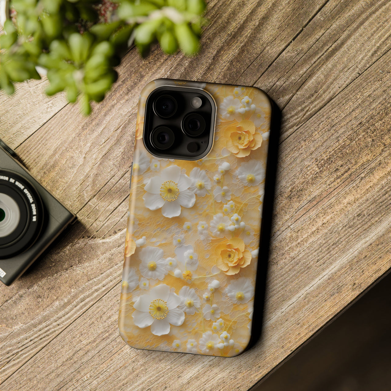 Yellow Floral - MagSafe Tough Case for iPhone 15, iPhone 15 Pro, iPhone 15 Plus, & iPhone 15 Pro Max