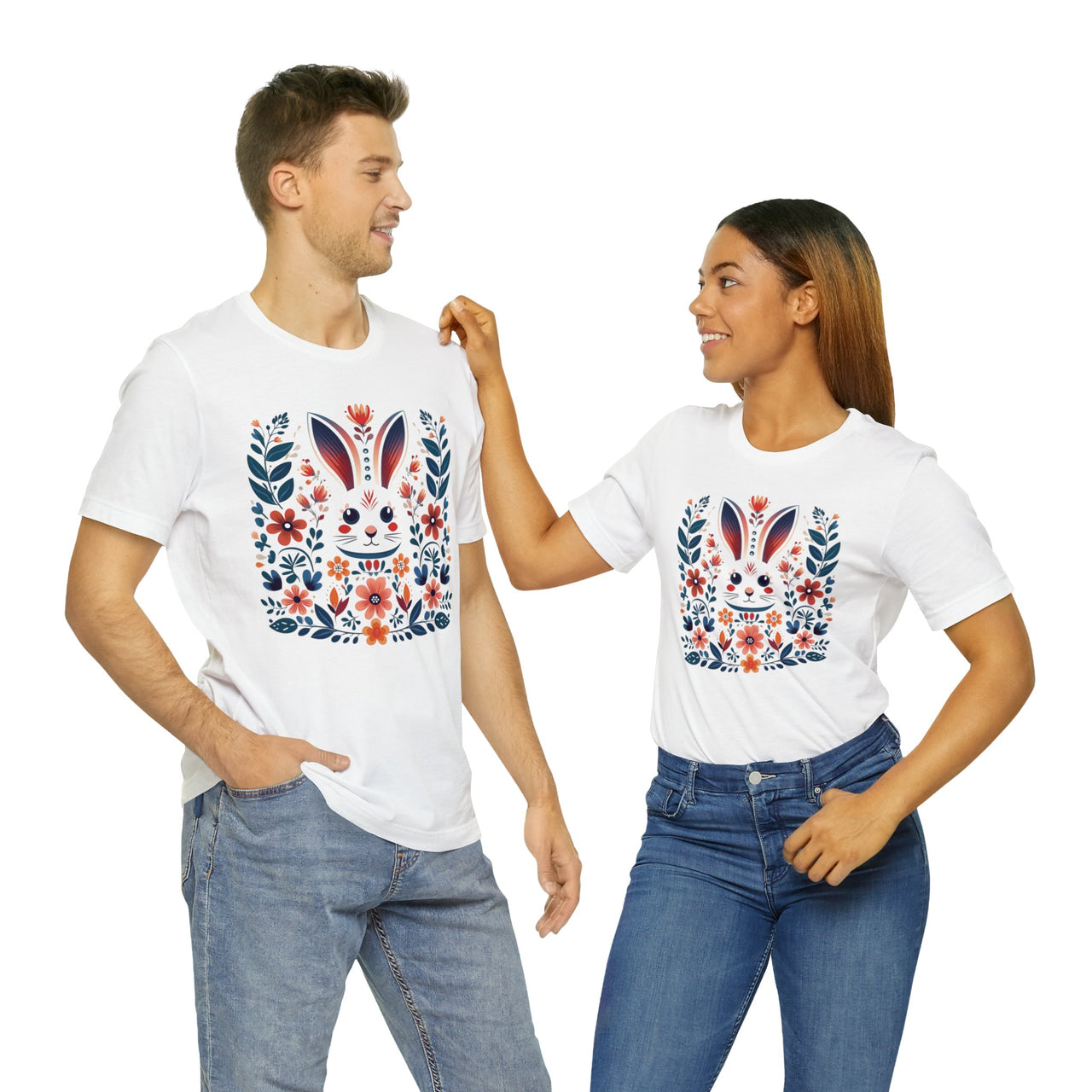 Folk Art Rabbit Unisex Jersey Short Sleeve Tee