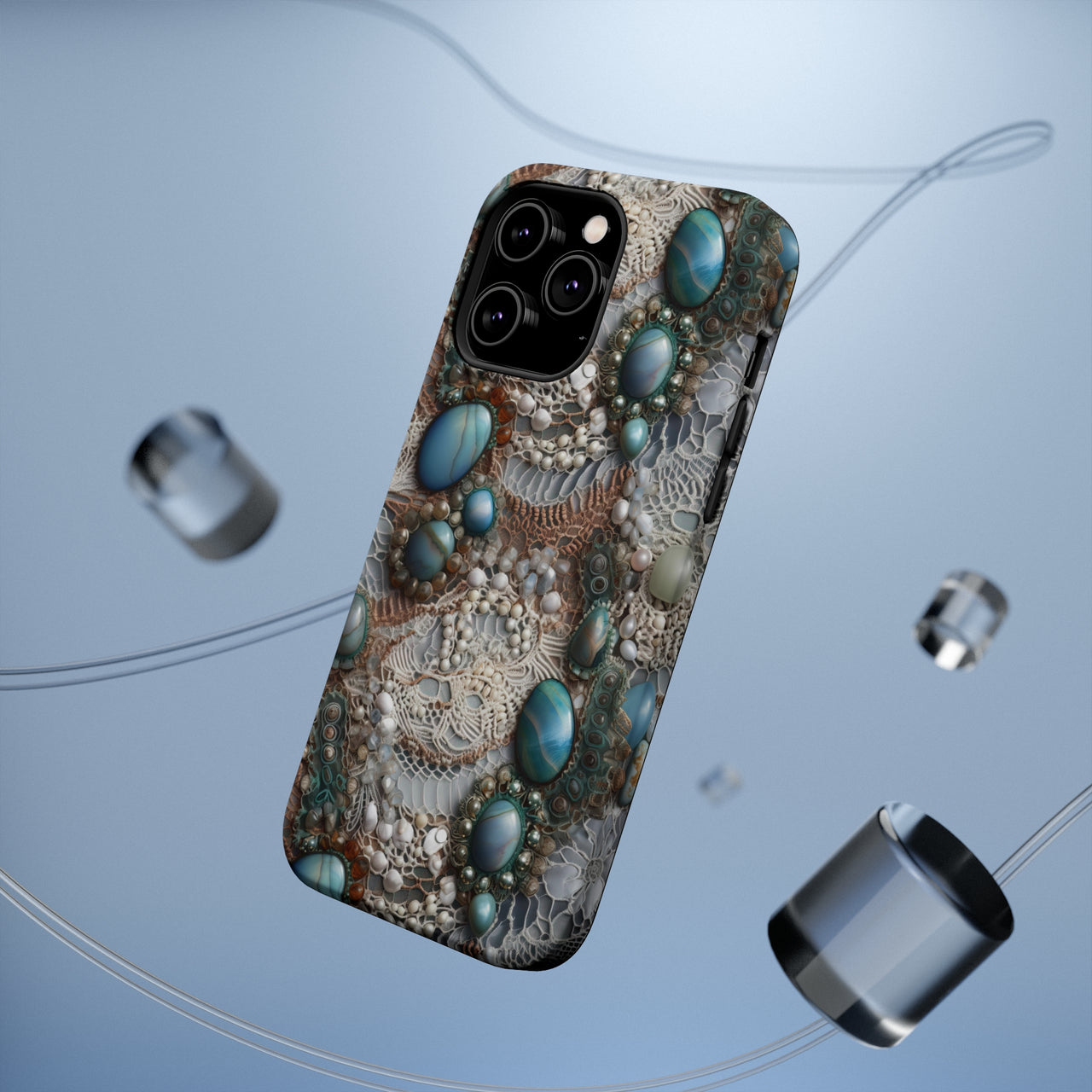 Boho Agate and Lace MagSafe Tough Cases for iPhone 14, iPhone 14 Pro, iPhone 14 Plus, and iPhone 14 Pro Max