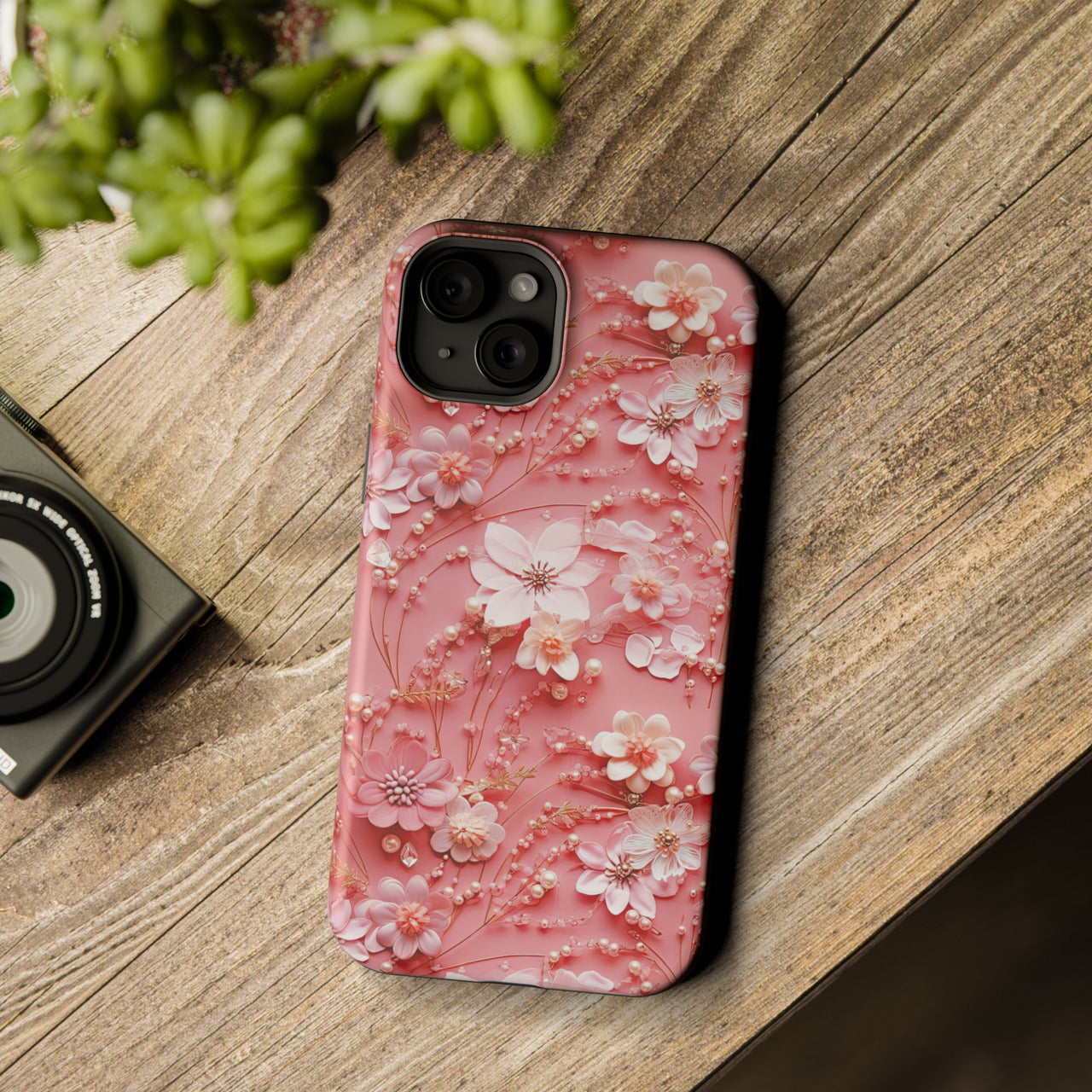 Floral Champagne Toast - MagSafe Tough Case for iPhone 15, iPhone 15 Pro, iPhone 15 Plus, & iPhone 15 Pro Max