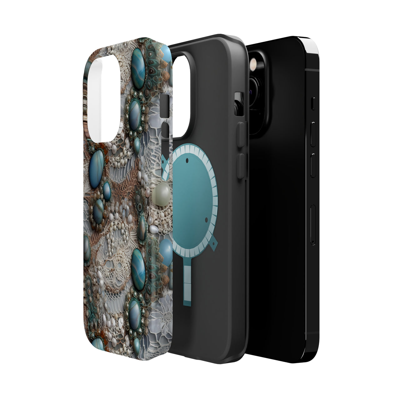 Boho Agate and Lace MagSafe Tough Cases for iPhone 14, iPhone 14 Pro, iPhone 14 Plus, and iPhone 14 Pro Max