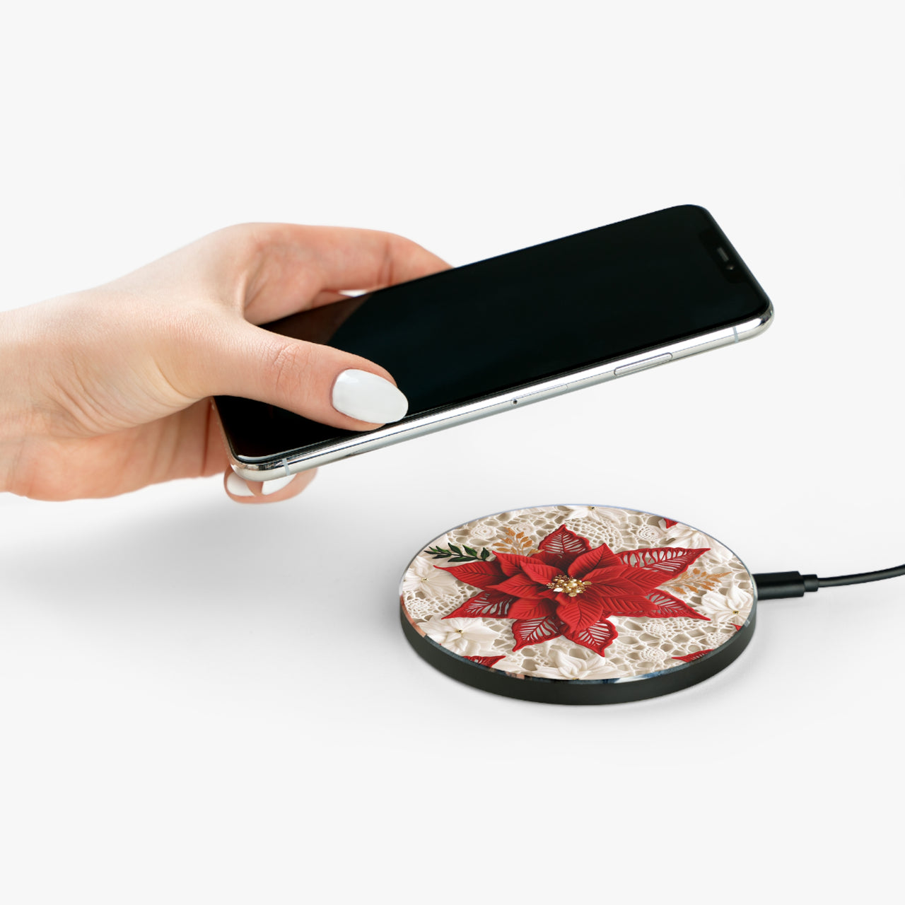 Christmas Poinsettia Wireless Charger for Qi Enabled Phones