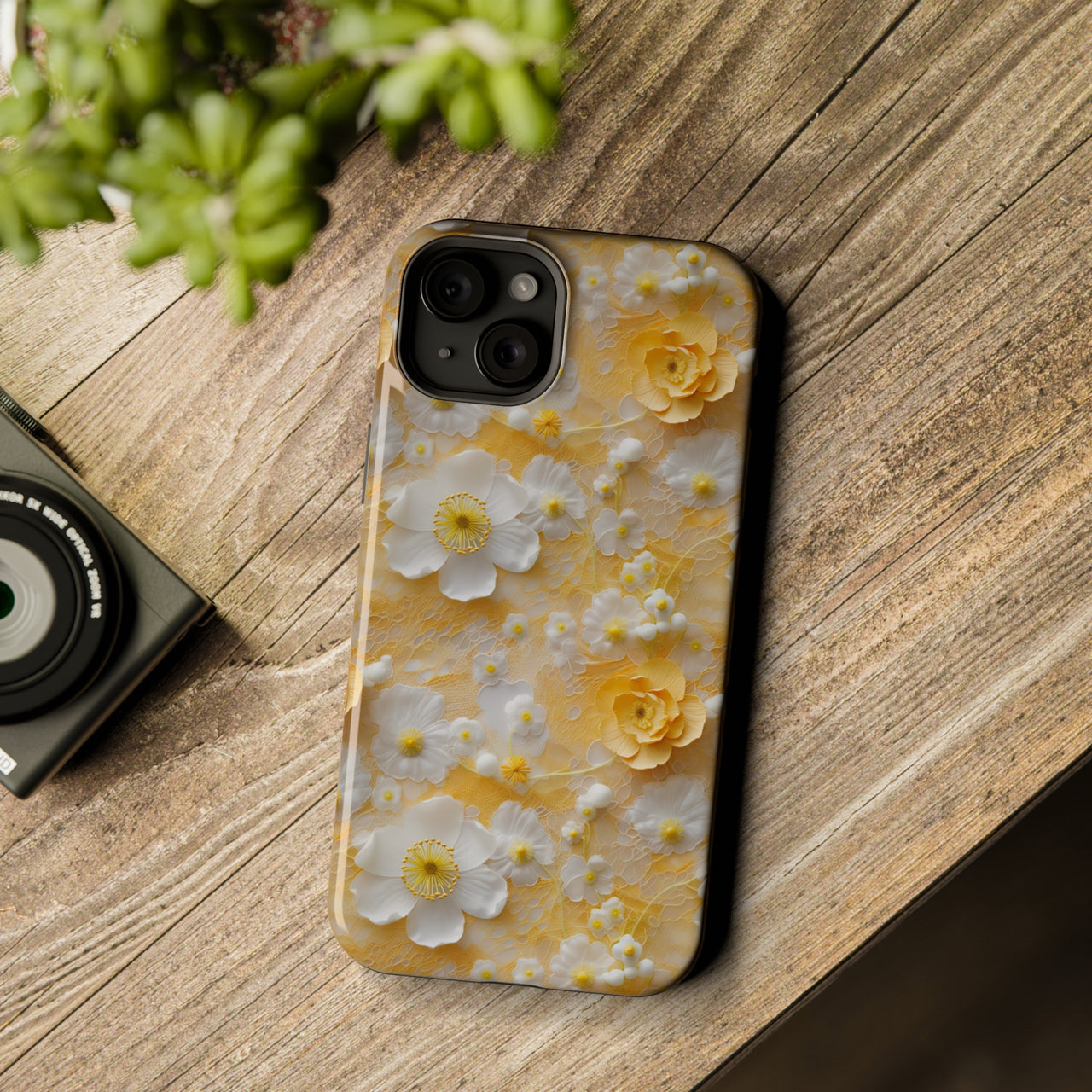 Yellow Floral - MagSafe Tough Case for iPhone 15, iPhone 15 Pro, iPhone 15 Plus, & iPhone 15 Pro Max