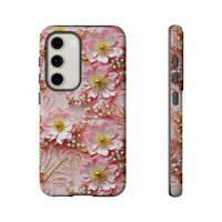 Thumbnail for Gold-Kissed Flowers on Pink Lace - Tough Case for Samsung Galaxy S23, Samsung Galaxy S23 Plus, and Samsung Galaxy S23 Ultra