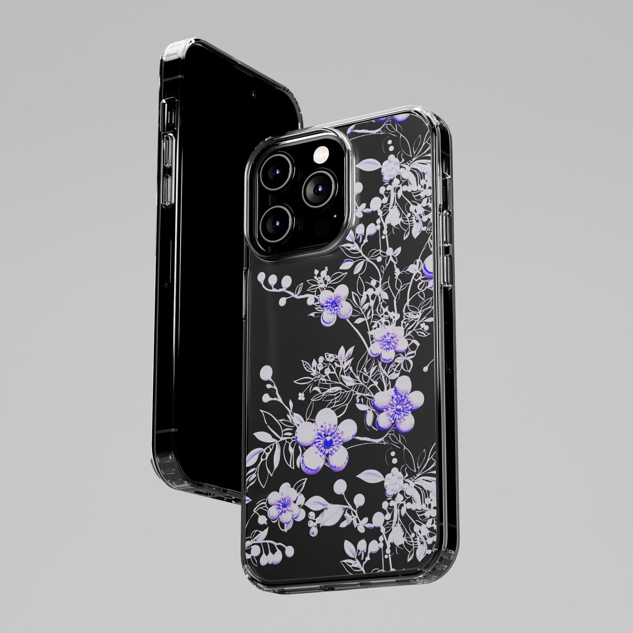 *Clear Case* Purple Petals - iPhone 14, iPhone 14 Pro, iPhone 14 Plus, iPhone 14 Pro Max - Supports Wireless Charging